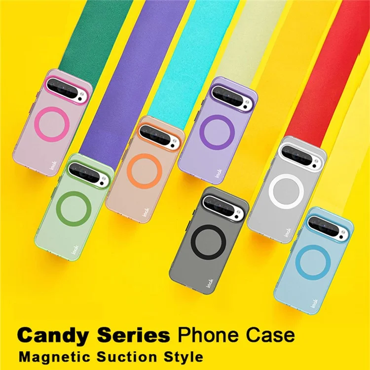 IMAK For Google Pixel 9 Pro  /  Pixel 9 Case Compatible with MagSafe Candy Color Anti Drop TPU + PET Back Cover - Red
