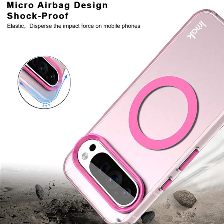 IMAK For Google Pixel 9 Pro  /  Pixel 9 Case Compatible with MagSafe Candy Color Anti Drop TPU + PET Back Cover - Red