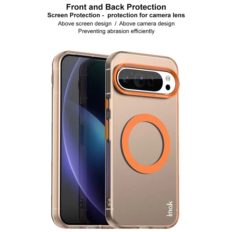 IMAK For Google Pixel 9 Pro  /  Pixel 9 Case Compatible with MagSafe Candy Color Anti Drop TPU + PET Back Cover - Red