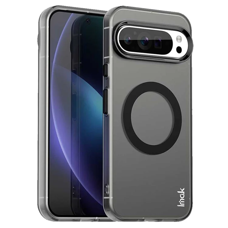 IMAK Funda para Google Pixel 9 Pro XL Compatible con MagSafe Candy Color Anti Caída TPU + Cubierta Trasera PET - Negro