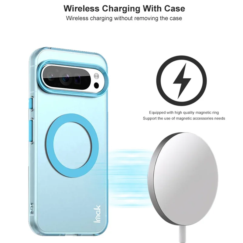 IMAK For Google Pixel 9 Pro XL Magnetic Case Candy Color Anti Drop TPU + PET Back Cover - Blue