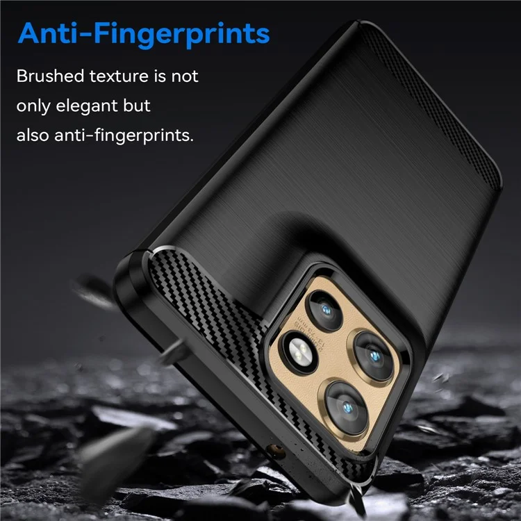 Funda para Motorola Edge 50 Neo 5G / Moto S50 5G / ThinkPhone 25 5G con textura de fibra de carbono y acabado cepillado - Negro