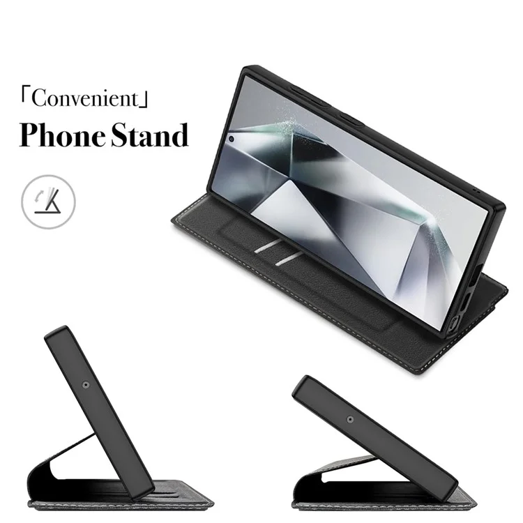 Funda para Samsung Galaxy S24+ con cierre magnético, ranura para tarjetas y tapa de piel - Negro