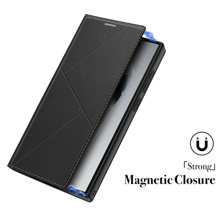 Funda para Samsung Galaxy S24+ con cierre magnético, ranura para tarjetas y tapa de piel - Negro