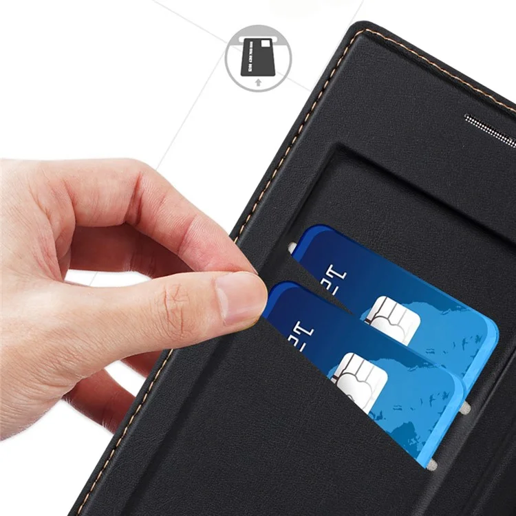 Funda para Samsung Galaxy S24+ con cierre magnético, ranura para tarjetas y tapa de piel - Negro