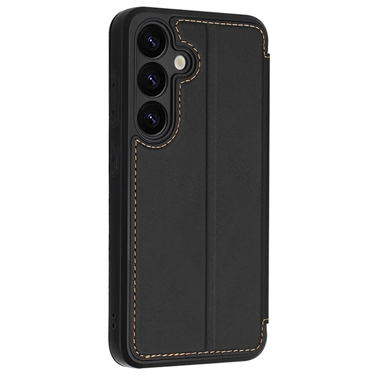 Funda para Samsung Galaxy S24+ con cierre magnético, ranura para tarjetas y tapa de piel - Negro