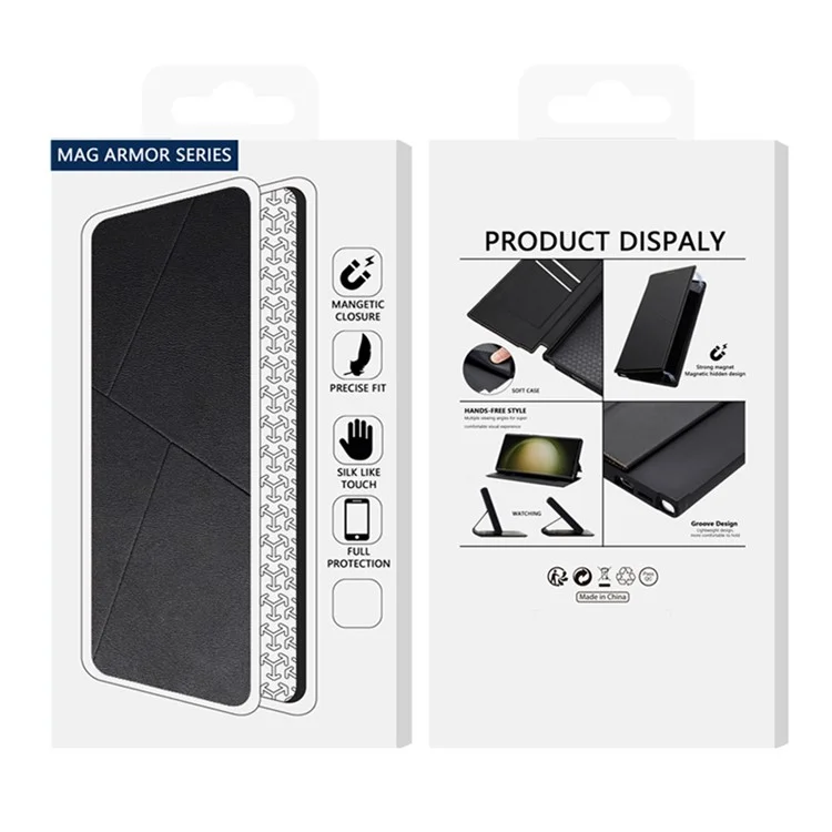 Funda para Samsung Galaxy S24+ con cierre magnético, ranura para tarjetas y tapa de piel - Negro
