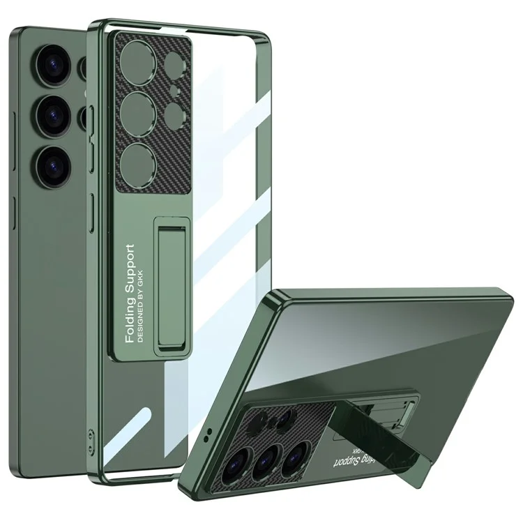 Funda para Samsung Galaxy S25 Ultra de GKK, con soporte, de TPU + PC, con acabado electrolítico - Verde Medianoche
