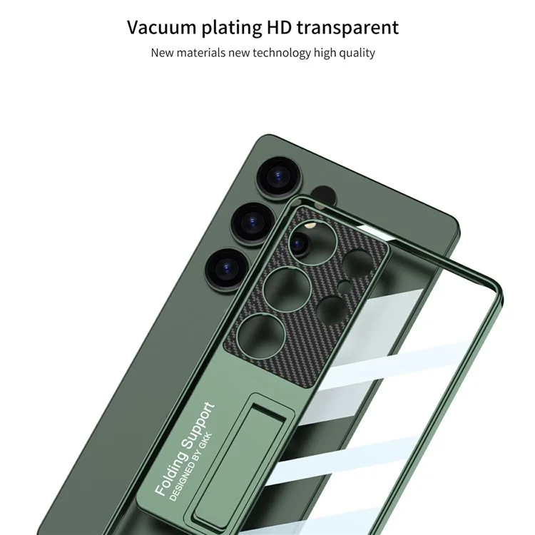 Funda para Samsung Galaxy S25 Ultra de GKK, con soporte, de TPU + PC, con acabado electrolítico - Verde Medianoche