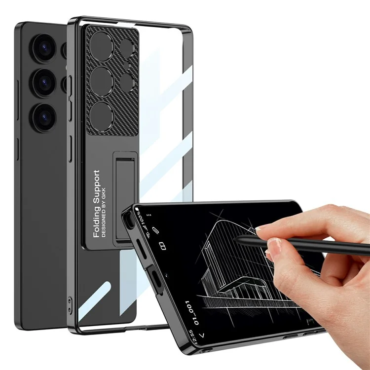Funda para Samsung Galaxy S25 Ultra de GKK, con soporte, de TPU + PC, con acabado electrolítico - Verde Medianoche