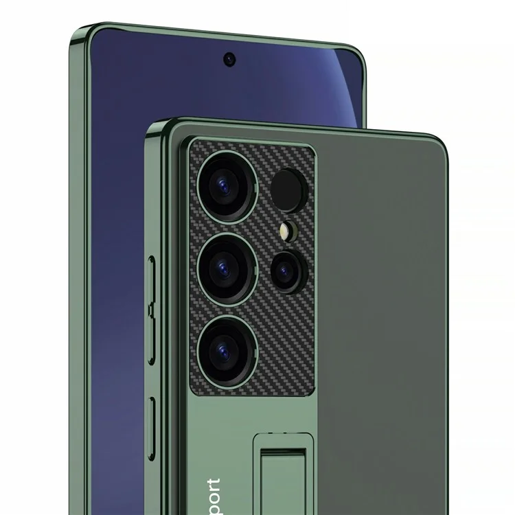 Funda para Samsung Galaxy S25 Ultra de GKK, con soporte, de TPU + PC, con acabado electrolítico - Verde Medianoche