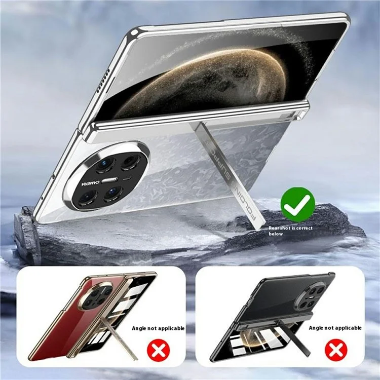 GKK For Huawei Mate X6 Case Ultra Clear Magnetic Hinge PC + Tempered Glass Phone Cover - Silver