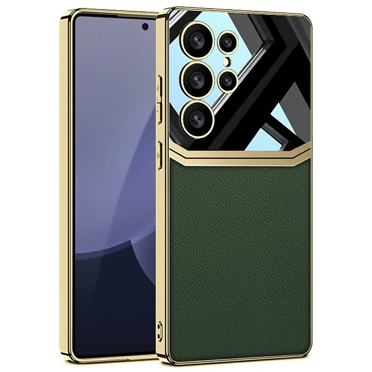 GKK For Samsung Galaxy S25 Ultra Case Electroplated TPU PC PU Phone Back Cover - Midnight Green