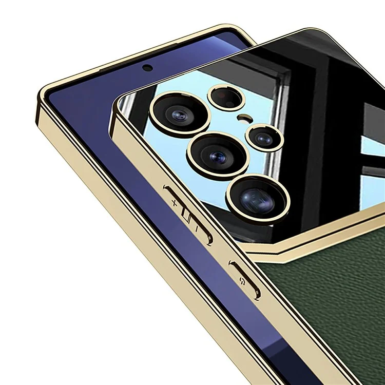 GKK For Samsung Galaxy S25 Ultra Case Electroplated TPU PC PU Phone Back Cover - Midnight Green