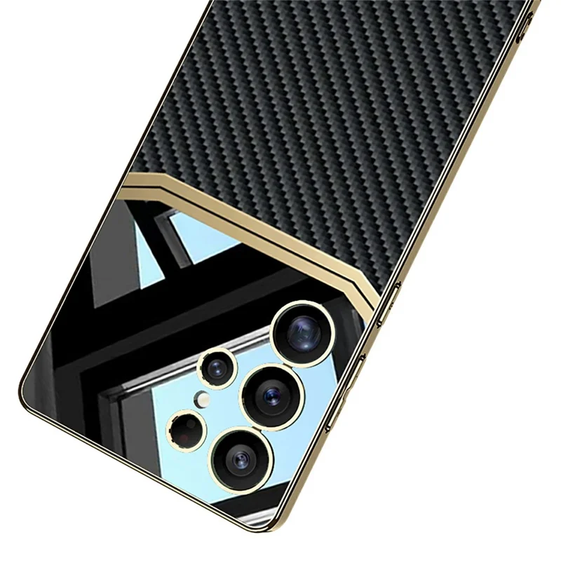 Custodia GKK per Samsung Galaxy S23 Ultra, cover posteriore in TPU placcato in metallo e PC PU - Verde mezzanotte