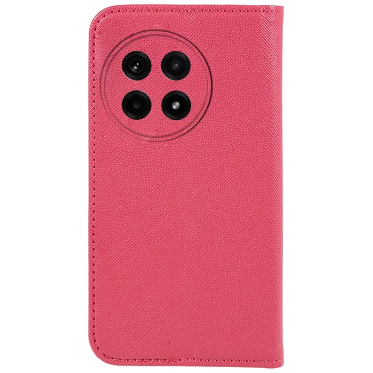 Funda para OnePlus Ace 5 5G / Ace 5 Pro 5G con textura cruzada de cuero, tapa de teléfono magnética oculta - Rosa