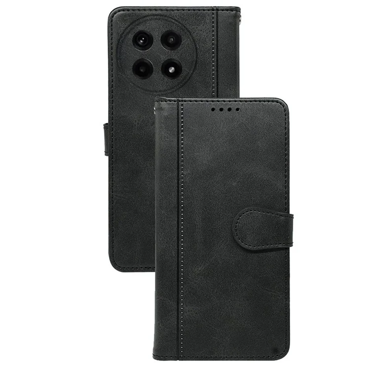 Für OnePlus Ace 5 5G / Ace 5 Pro 5G Hülle Kalbleder-Textur Leder Stand Buchstil Handyhülle - Schwarz