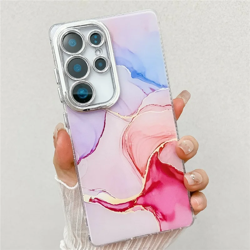 For Samsung Galaxy S24 Ultra Case IMD Marble Pattern Electroplated Protective Phone Cover - M7