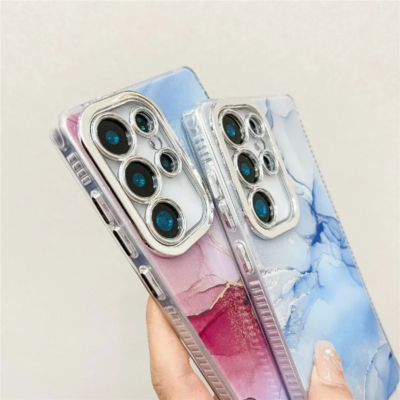 For Samsung Galaxy S24 Ultra Case IMD Marble Pattern Electroplated Protective Phone Cover - M7