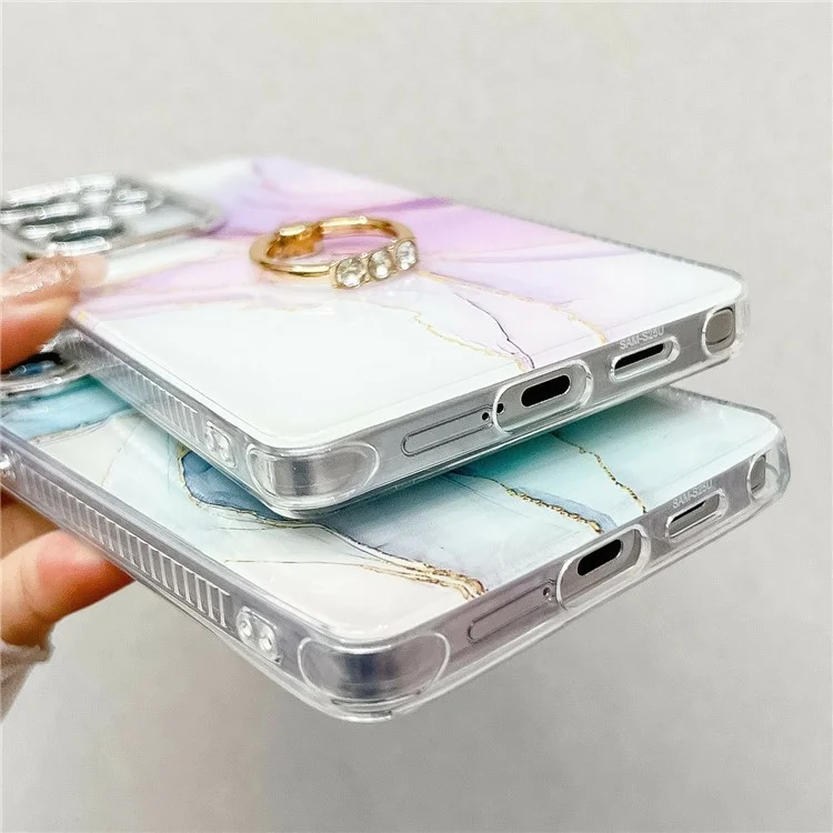 For Samsung Galaxy S25 Ultra Case with Kickstand IMD Marble Pattern Electroplated Phone Cover - S5