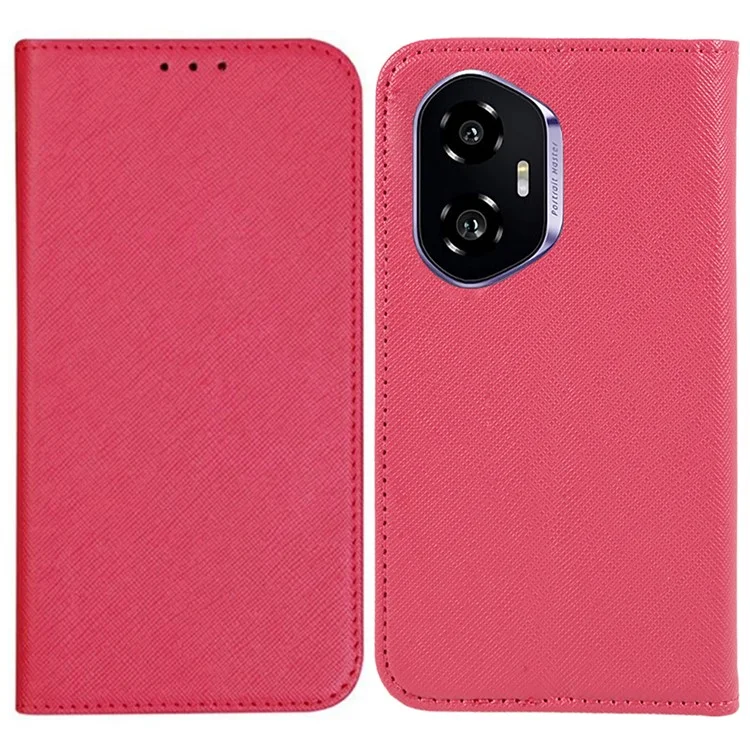 Funda de teléfono de cuero con textura de cruz de 300 casos de Honor - Rosa