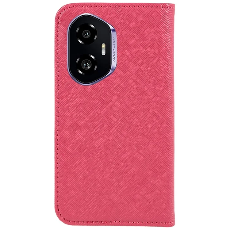 Funda de teléfono de cuero con textura de cruz de 300 casos de Honor - Rosa