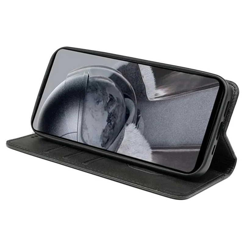 For Honor 300 Case Hidden Magnetic Closure Calf Texture Leather Phone Cover - Black