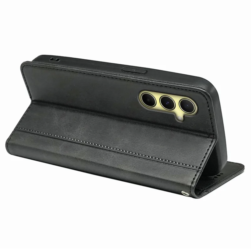 For Honor 300 Case Hidden Magnetic Closure Calf Texture Leather Phone Cover - Black