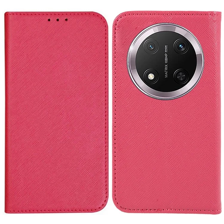 Funda para teléfono Honor X9c 5G / X60 Pro 5G con textura cruzada de cuero y cierre magnético oculto - Rosa