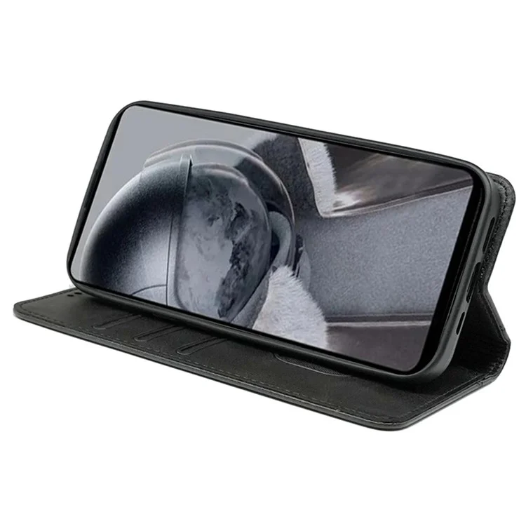Funda para Honor X9c 5G / X60 Pro 5G con cierre magnético oculto y textura de piel de becerro - Negro