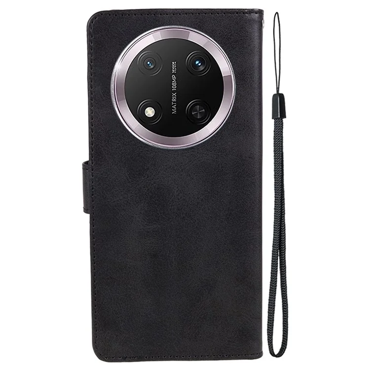 Für Honor X9c 5G / X60 Pro 5G Hülle PU-Leder Brieftasche Schutzhülle Kalbsleder-Textur - Schwarz