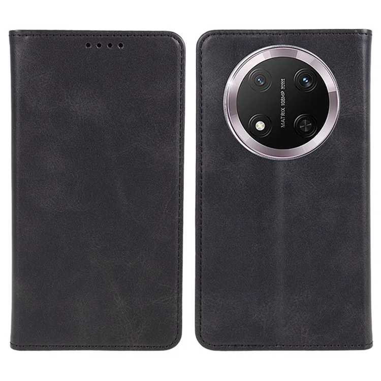 Funda para Honor X9c 5G / X60 Pro 5G Fuerte magnética de cuero PU Textura de ternera - Negro