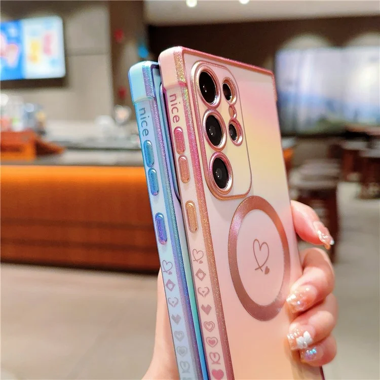 Funda magnética de TPU con color brillante chapado para Samsung Galaxy S25 Ultra - Morado