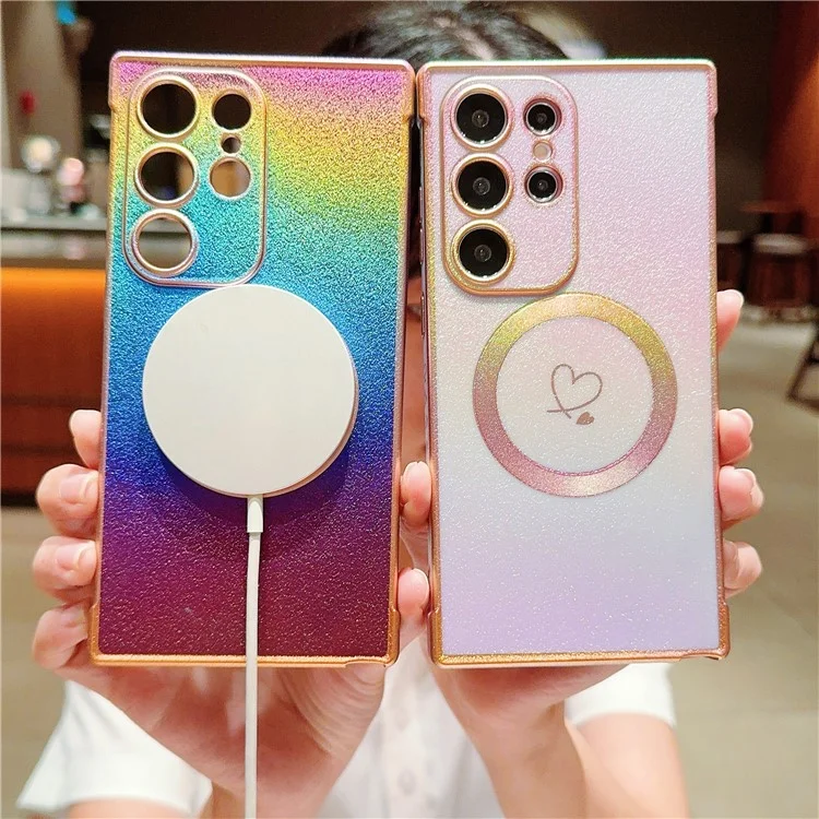 Funda magnética de TPU con color brillante chapado para Samsung Galaxy S25 Ultra - Morado