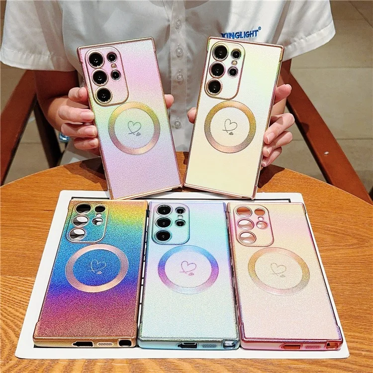 Funda magnética de TPU con color brillante chapado para Samsung Galaxy S25 Ultra - Morado
