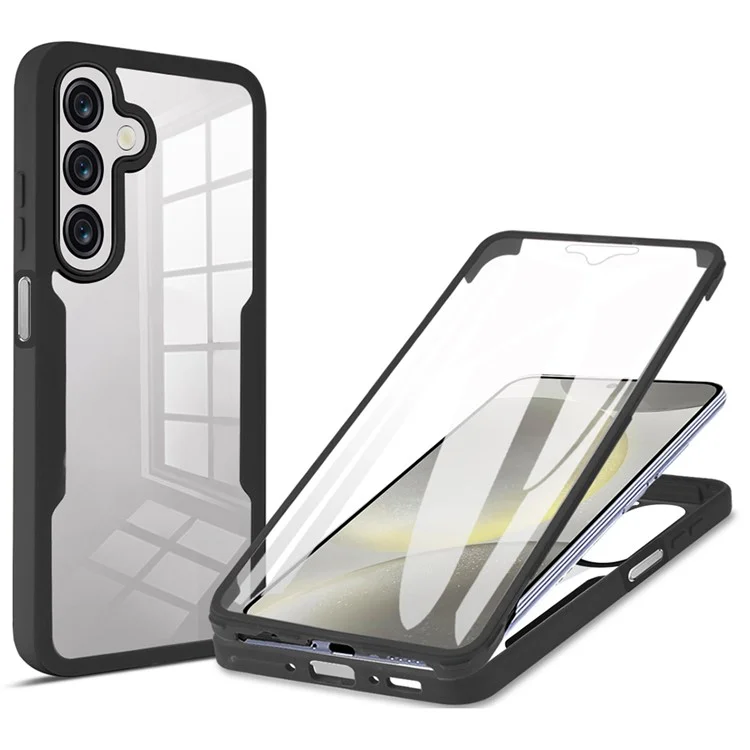 Für Samsung Galaxy A26 5G Hülle Acryl+TPU Klare Telefonabdeckung mit PET-Bildschirmfolie - Schwarz