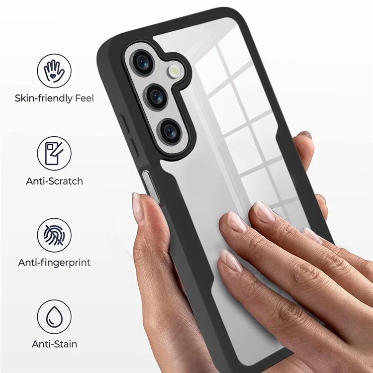 Für Samsung Galaxy A26 5G Hülle Acryl+TPU Klare Telefonabdeckung mit PET-Bildschirmfolie - Schwarz