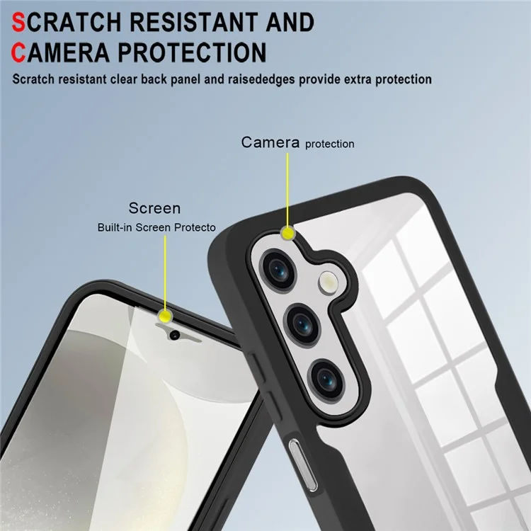 Für Samsung Galaxy A26 5G Hülle Acryl+TPU Klare Telefonabdeckung mit PET-Bildschirmfolie - Schwarz