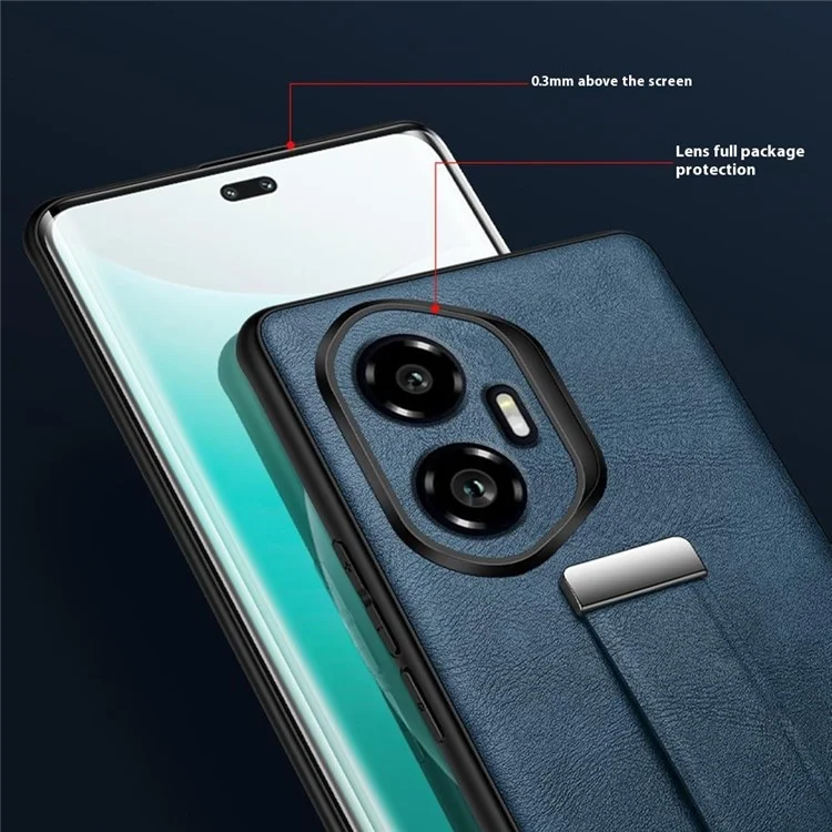 СУЛАДА Модная серия для чехла Honor 300 с ремешком, подставкой и кожаной задней панелью - Черный