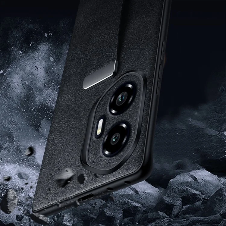 СУЛАДА Модная серия для чехла Honor 300 с ремешком, подставкой и кожаной задней панелью - Черный