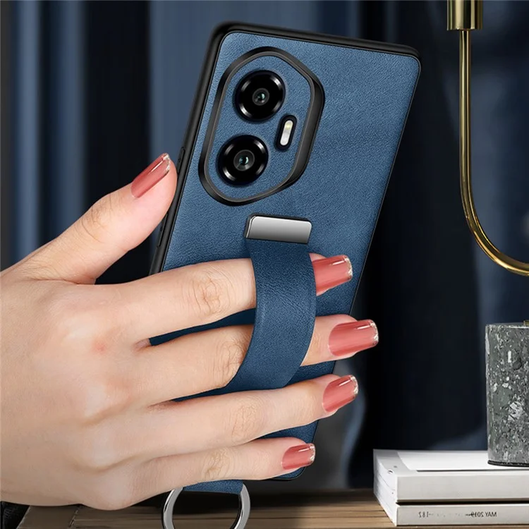 СУЛАДА Модная серия для Honor 300 Ультра Чехол Браслет Подставка Кожаная задняя крышка телефона - Черный