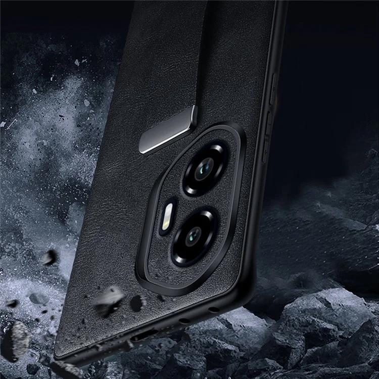 СУЛАДА Модная серия для Honor 300 Ультра Чехол Браслет Подставка Кожаная задняя крышка телефона - Черный