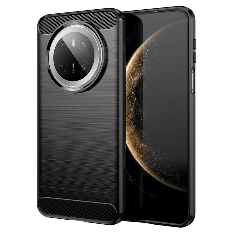 For Huawei Mate 70 Case Carbon Fiber Texture Brushed Phone Back Cover - Black