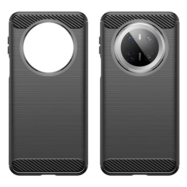 For Huawei Mate 70 Case Carbon Fiber Texture Brushed Phone Back Cover - Black
