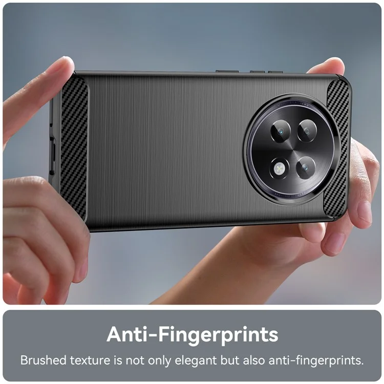 For Realme 13+ 5G Case Carbon Fiber Texture Brushed Phone Back Cover - Black