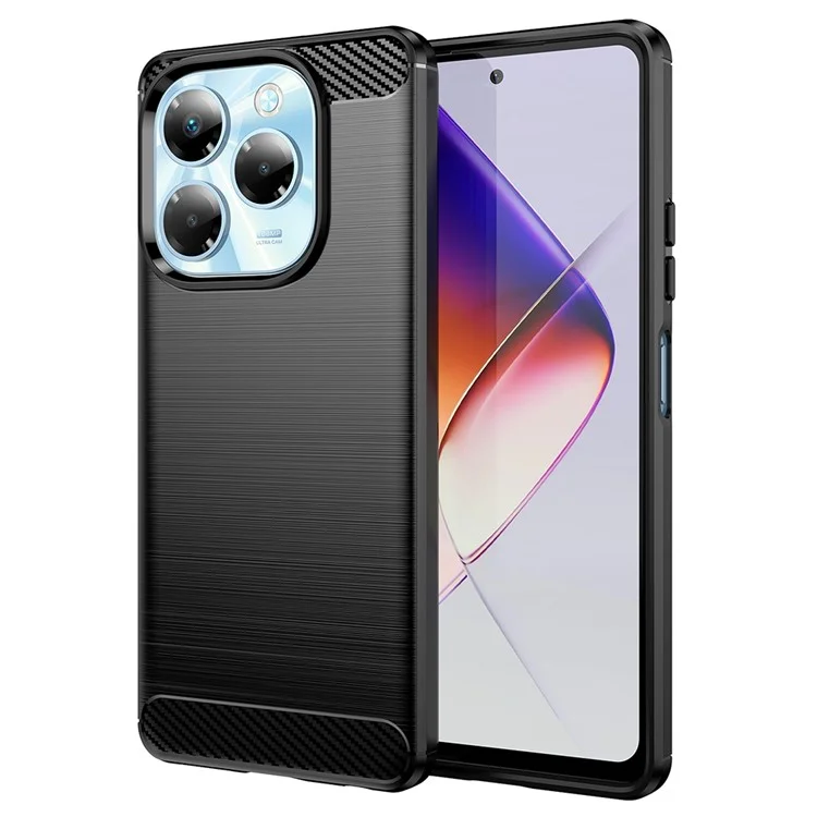 Capa para Infinix Note 40X 5G com textura de fibra de carbono e design escovado - Preto