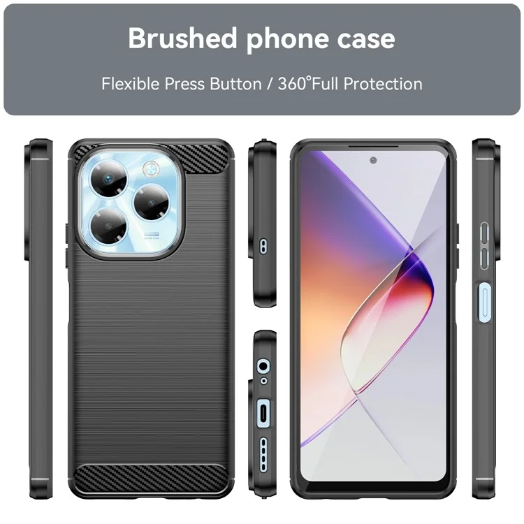 Capa para Infinix Note 40X 5G com textura de fibra de carbono e design escovado - Preto