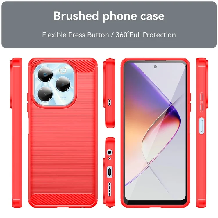 For Infinix Note 40X 5G Case Carbon Fiber Texture Brushed Phone Back Cover - Red