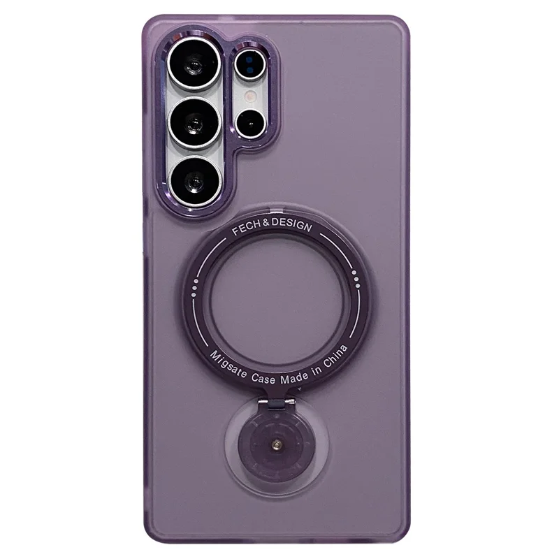 For Samsung Galaxy S25 Ultra Magnetic Case Kickstand TPU + PC Phone Back Cover - Purple