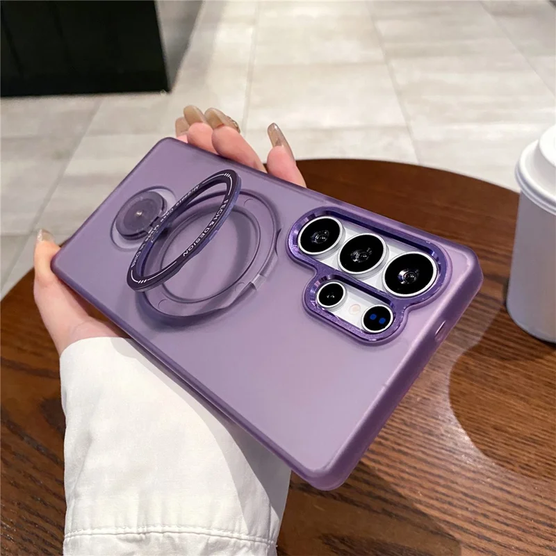 For Samsung Galaxy S25 Ultra Magnetic Case Kickstand TPU + PC Phone Back Cover - Purple